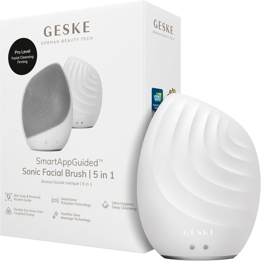 Elektrische Gesichtsreinigungsbürste 5 in 1 aus Silikon mit Smart App, Gesichtsmassage, Tiefenreinigung, Vibrationsfunktion, Hautpflege