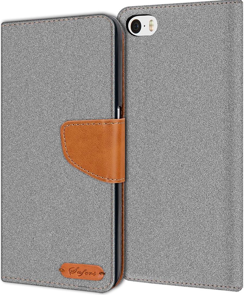Handy Hülle Apple iPhone 4 / 4s Tasche Wallet Flip Case Schutz Hülle Stoff Cover