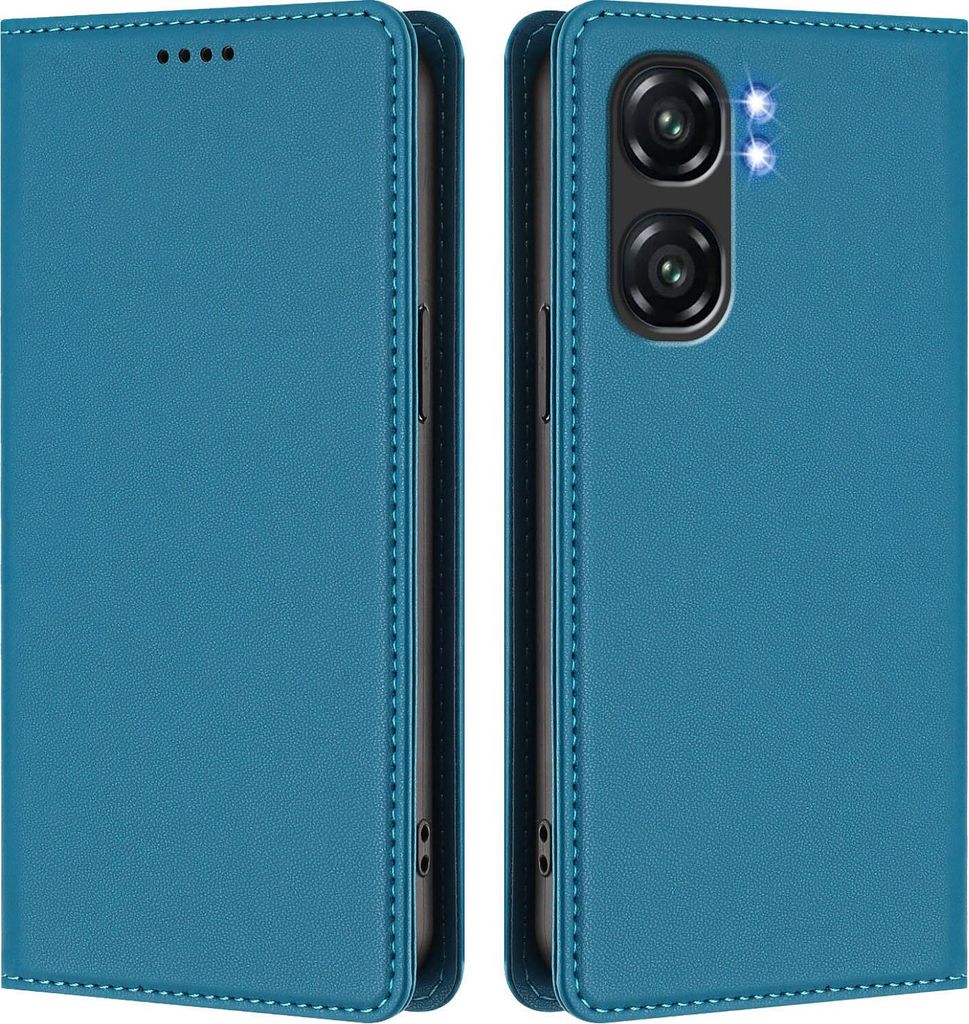 Handyhülle für Oukitel C58 / C58 Pro, Kunstleder Klapphülle Stoßfeste Magnetische Hülle mit Ständer Blau