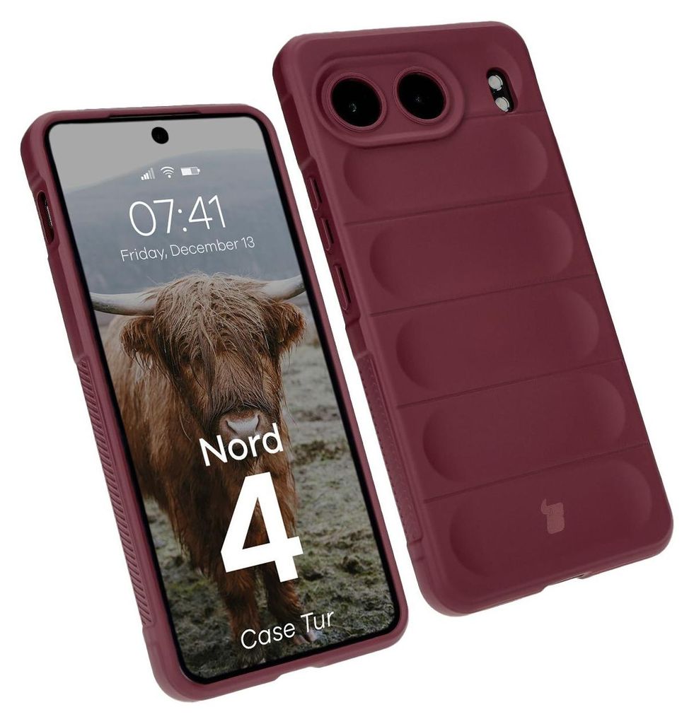 Robuste Handyhülle für OnePlus Nord 4, Bizon Case Tur, Burgunderrot