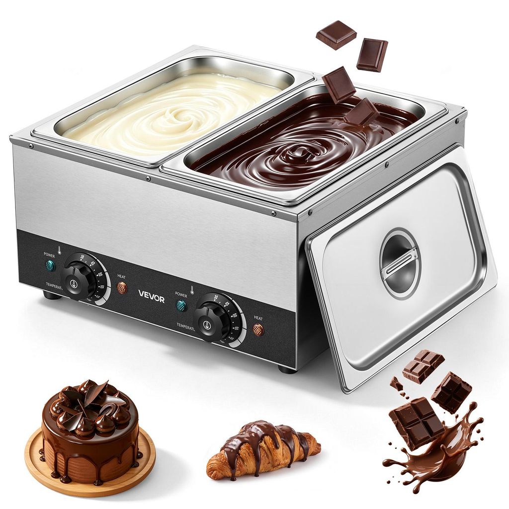 VEVOR Chocoladesmelter, 2 afneembare containers, roestvrij Productafbeelding 