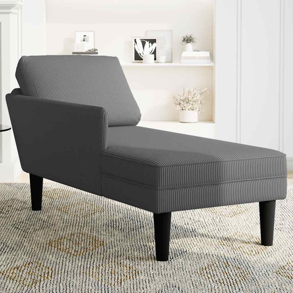 Langlebige Chaiselongue mit Kissen Dunkelgrau Cordstoff - Möbel637478 - Recamieren