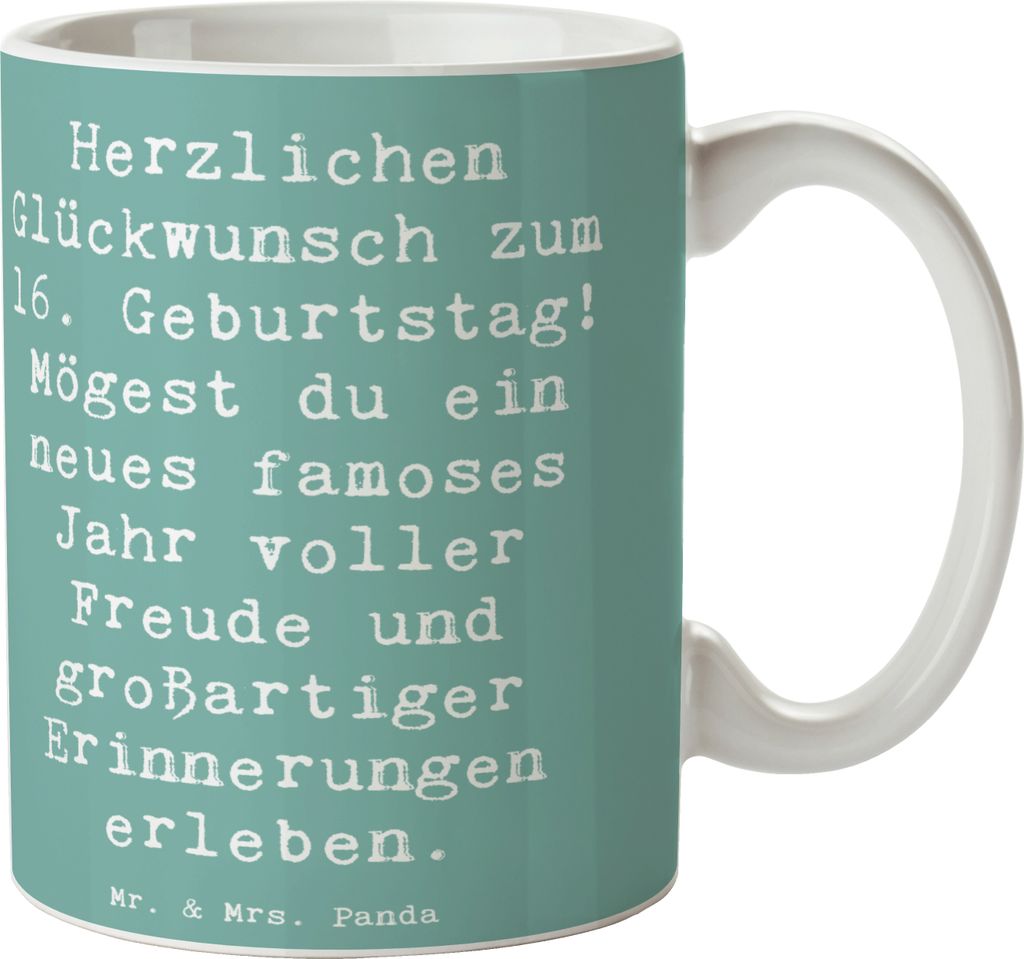 Mr. & Mrs. Panda Tasse Spruch 16. Geburtstag - Meeresbrise Produktbild 