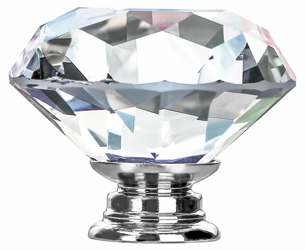 Poignées en cristal taillé diamant 42 mm avec vis ajustables lot de 12