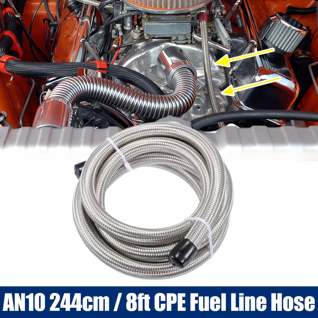 Ligne Carburant AN10 Anti-Fuite 8ft Argentée pour Voiture et Gaz
