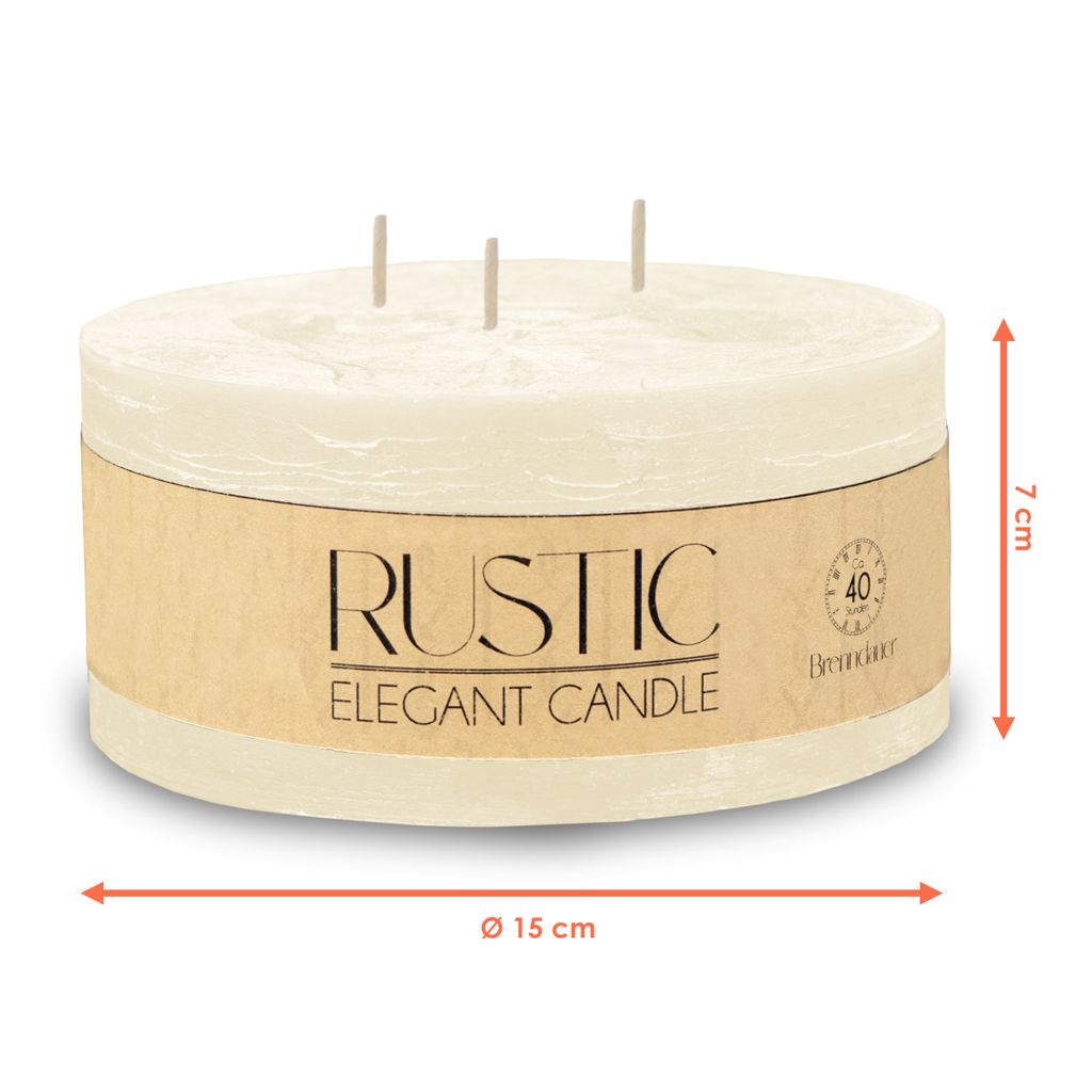 Candela XL a 3 stoppini rotonda 15 cm senza profumo - Immagine del prodotto 