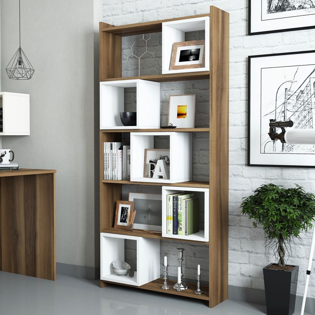 Skye Decor, Moderner Bücherregal (170 cm hoch, 80 cm breit) aus 100% melaminbeschichtetem Spanplatten, 18 mm dick | Wandmontierbar, viele Regale, ...