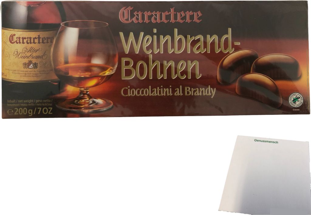 Caractere Weinbrandbohnen Zartbitterschokolade gefüllt mit Produktbild 