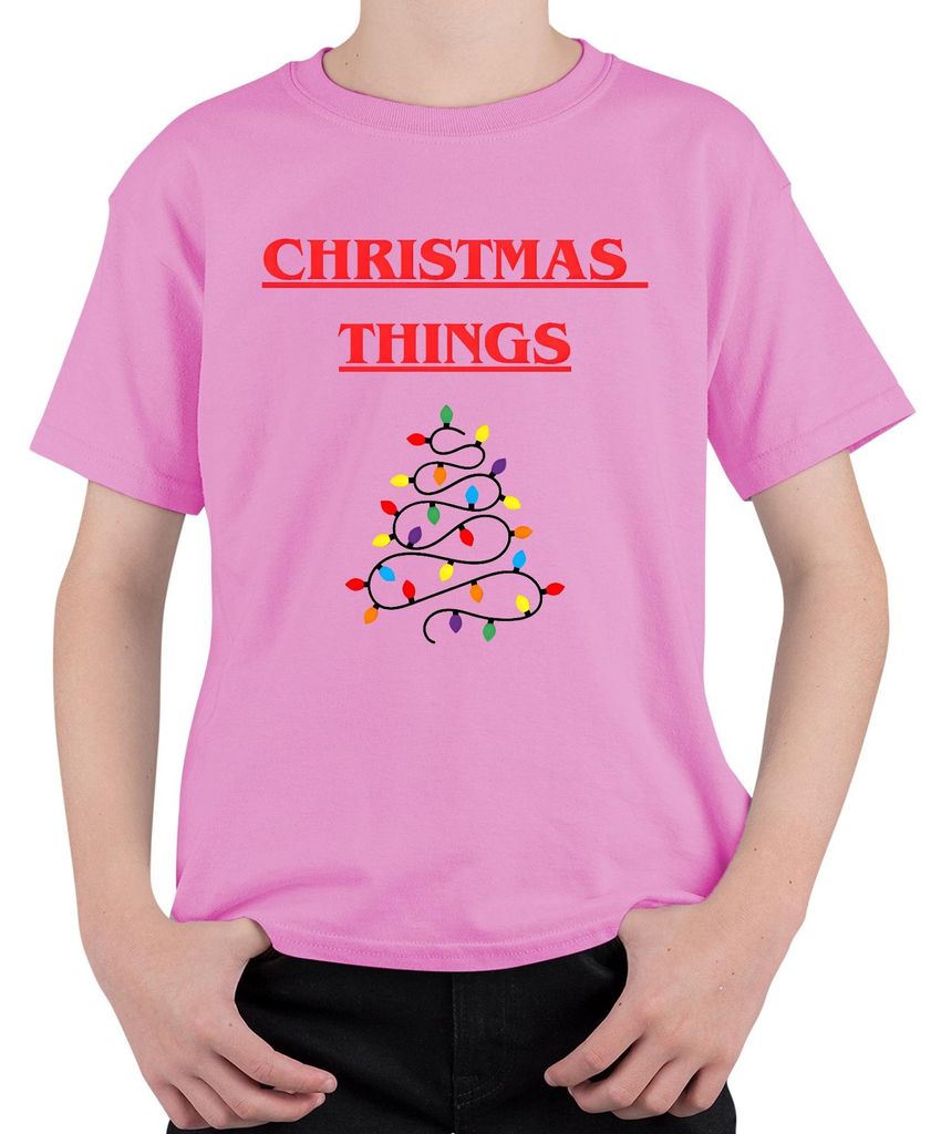 Christmas Things Lichterkette bunte Lichter Baum Weihnachten Uni Kinder T-Shirt, Pink, 104