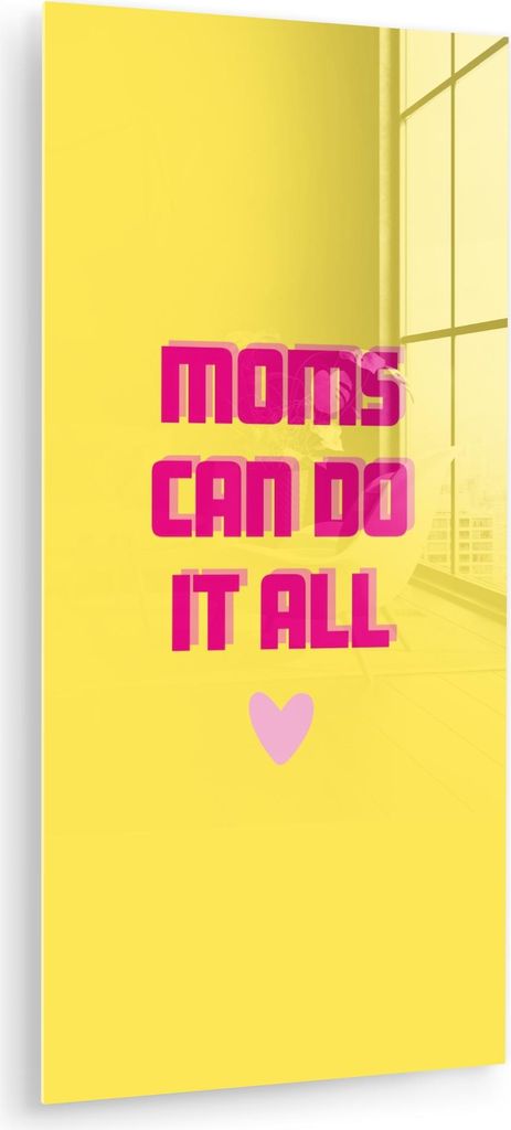 MuchoWow Glasbilder - Bilder auf Wandbild - Foto auf Glas Zitat - Mutter - Herz - Rosa 60x120 cm Wanddekoration aus Glas - Acrylglasbild - Acrylbil...