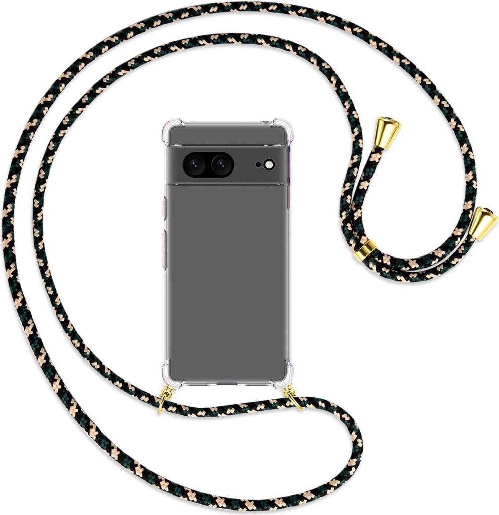 Handykette Backcover-Schutzhülle mit Band (Metall goldfarben) für Google Pixel 7 - camouflage