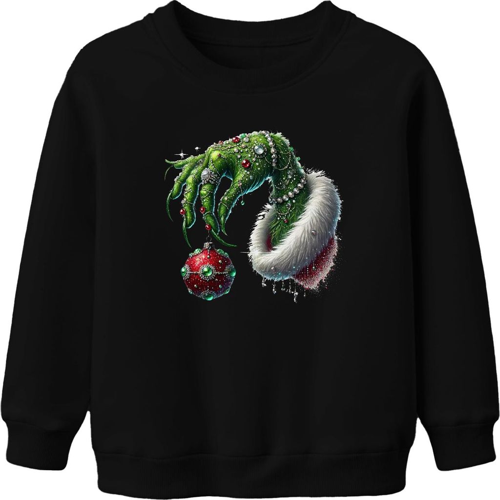 Grüne Hand Weihnachtskugel Dekorativ - Weihnachten Christmas Xmas Uni Kinder Weihnachtspullover, Schwarz, 104