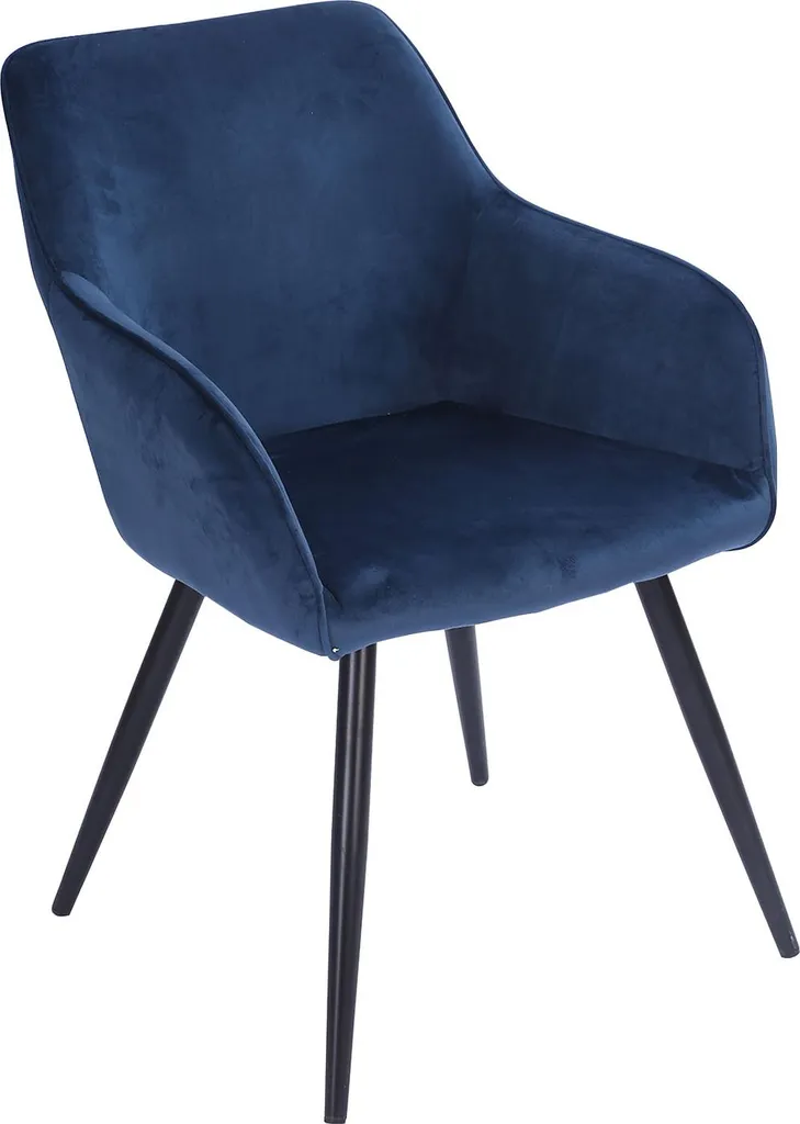 Chaise velours bleu GISELE solide et confortable - Finis les dos fatigués