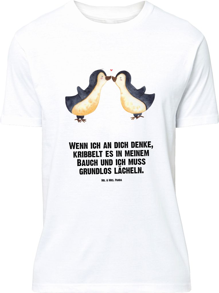 Mr. & Mrs. Panda Größe L T-Shirt Pinguine Kuss - Weiß - Geschenk, Valentinstag, Freundin, Hochzeitstag, Freund, für Partner, Jahrestag, Frauen,...