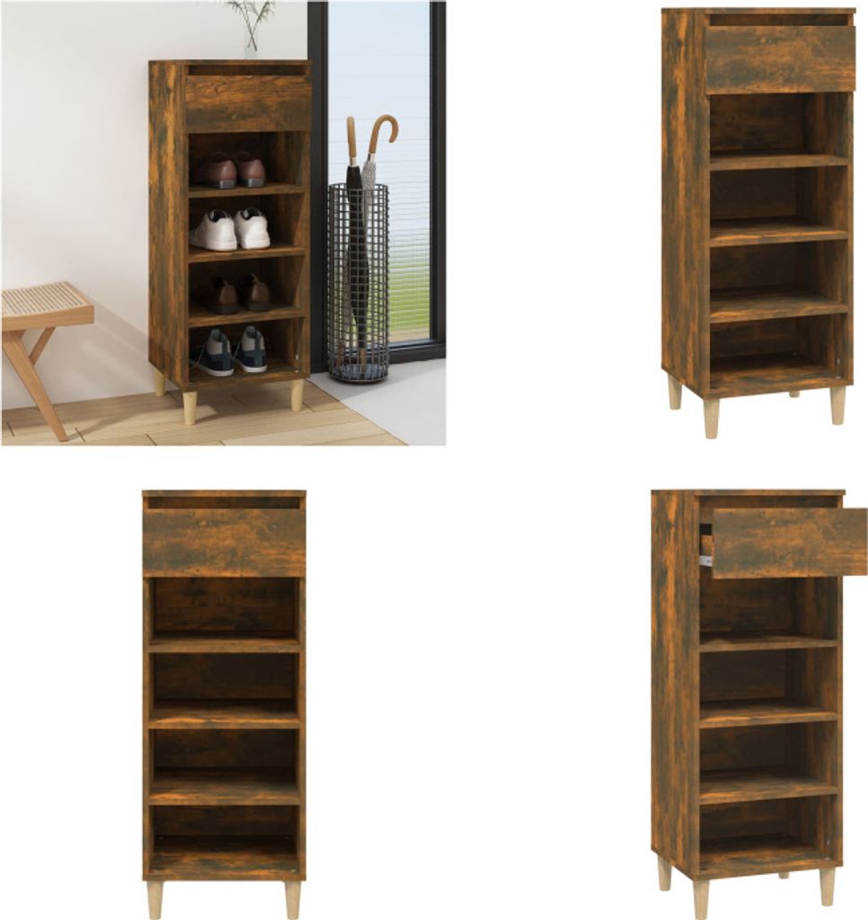 vidaXL Schuhschrank Räuchereiche 40x36x105 cm Holzwerkstoff - Schuhschrank - Schuhschränke - Schuhregal - Schuhregale
