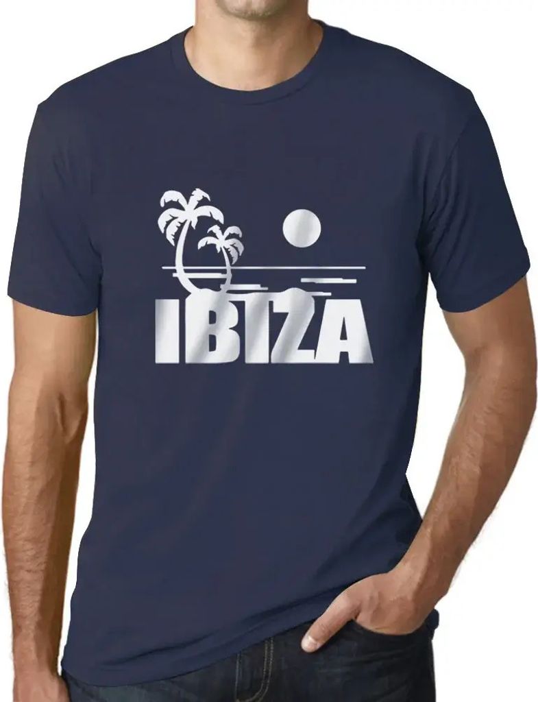 Herren Grafik T-Shirt Meer Palmen und Sonne auf Ibiza – Sea, Palms & Sunshine At Ibiza – Öko-Verantwortlich Vintage Jahrgang Kurzarm Lustige D...