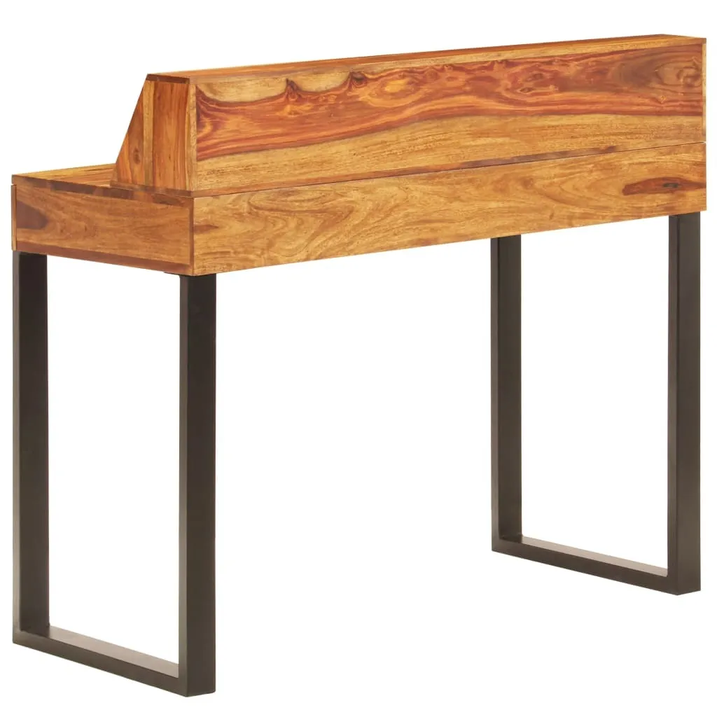 Bureau informatique de style industriel en acacia massif et pieds acier - 2
