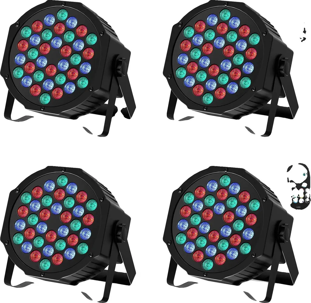 Projecteur de Scène RGB DMX ZQ01082 - Lot de 4 Projecteurs LED Prise EU