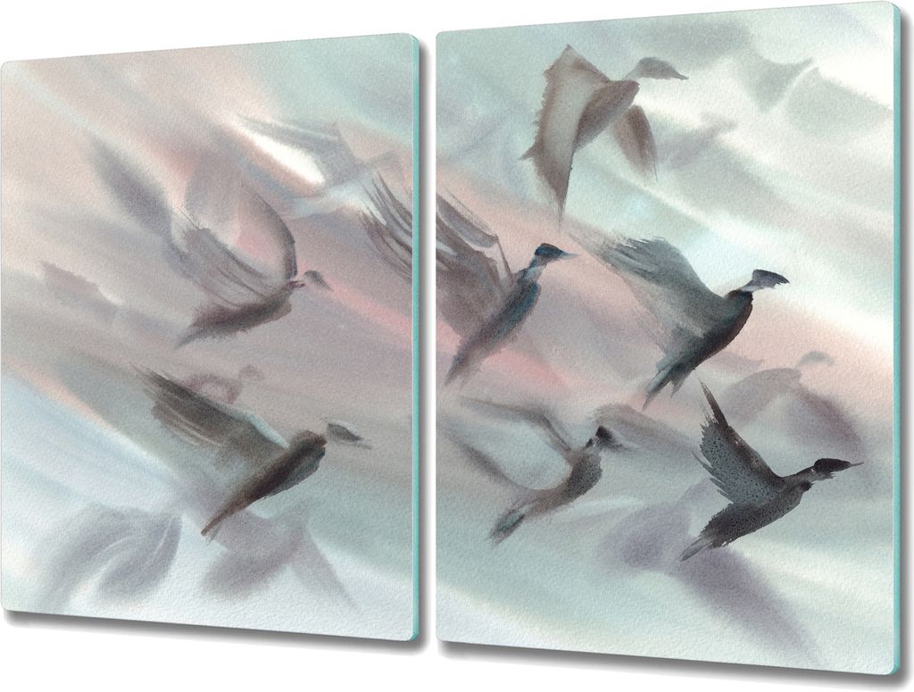 Coloray Hackbrett Herdabdeckplatte 2x40x52 cm Küchenbrett Kochplattenabdeckung Schneidebrett - Tiere Vögel