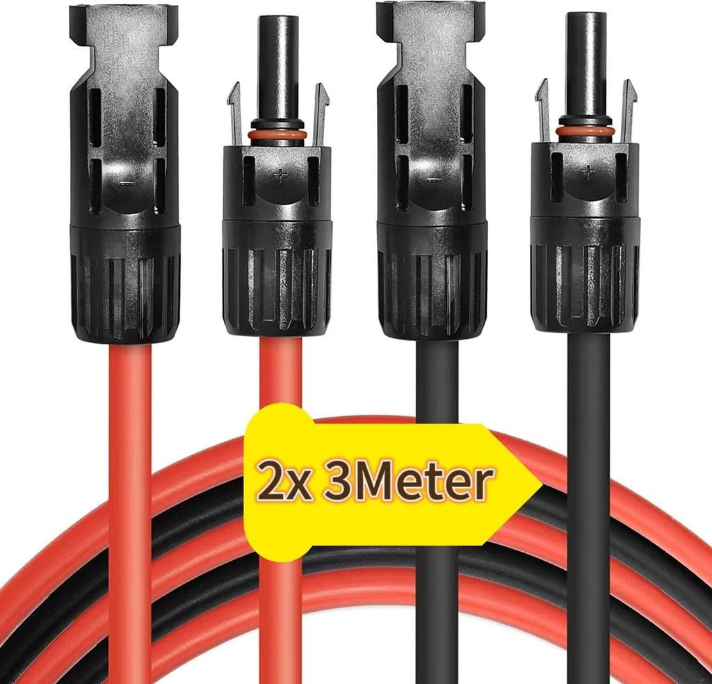 2 Sätze Solarkabel 3Meter MC4-Solarkabel 6 mm² Solar-Photovoltaik-System-Anschlusskabel Solarmodul wasserdicht