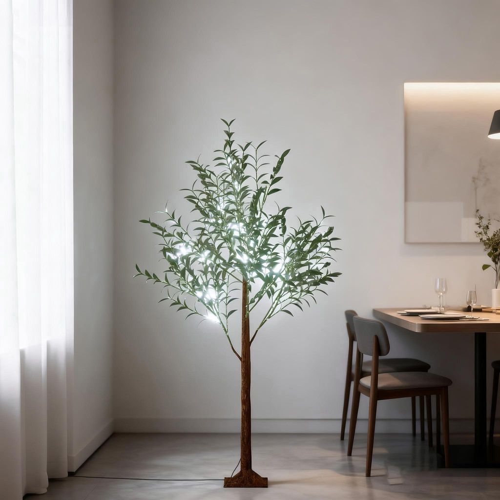 FIVMEN LED Beleuchteter Olivenbaum,Lichterbaum mit Blätter,IP44 Weihnachtsbaum für Weihnachten Hochzeit Geburtstag Party,120cm mit 180 kaltweiße...