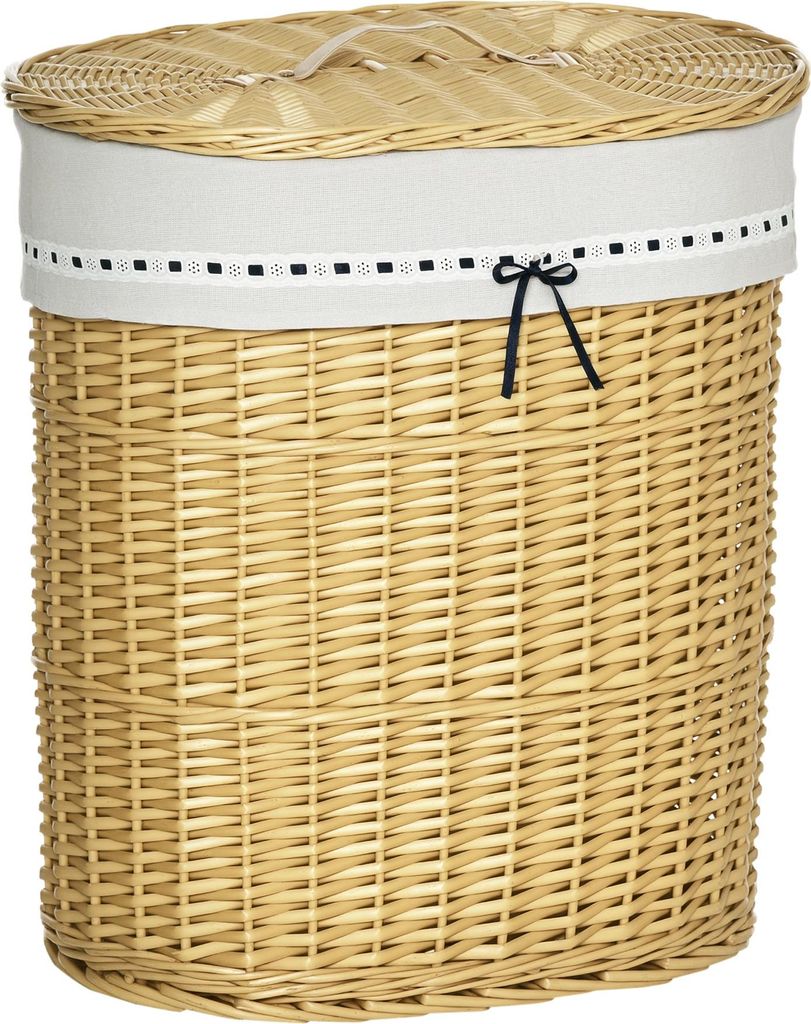 Wäschekorb aus Weide mit Deckel Wäschesammler mit Griff, herausnehmbarer Wäschesack, Laundry Baskets Wäschebox für Badezimmer Waschküche Schl...