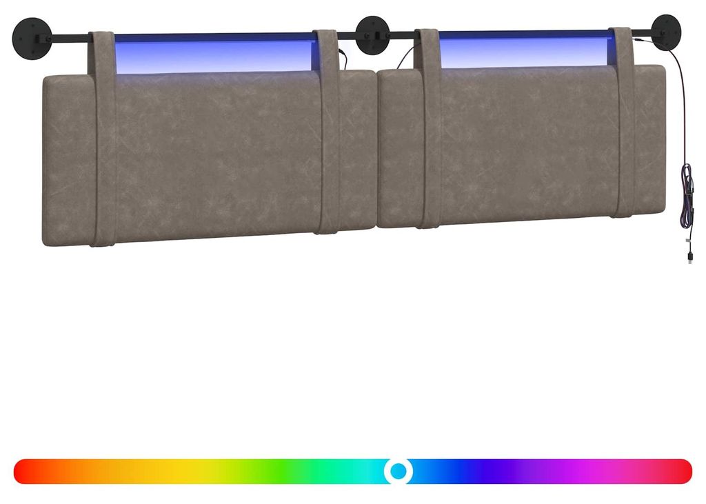 vidaXL Hängendes Kopfteil Mit LED Licht Grau Antikes PU