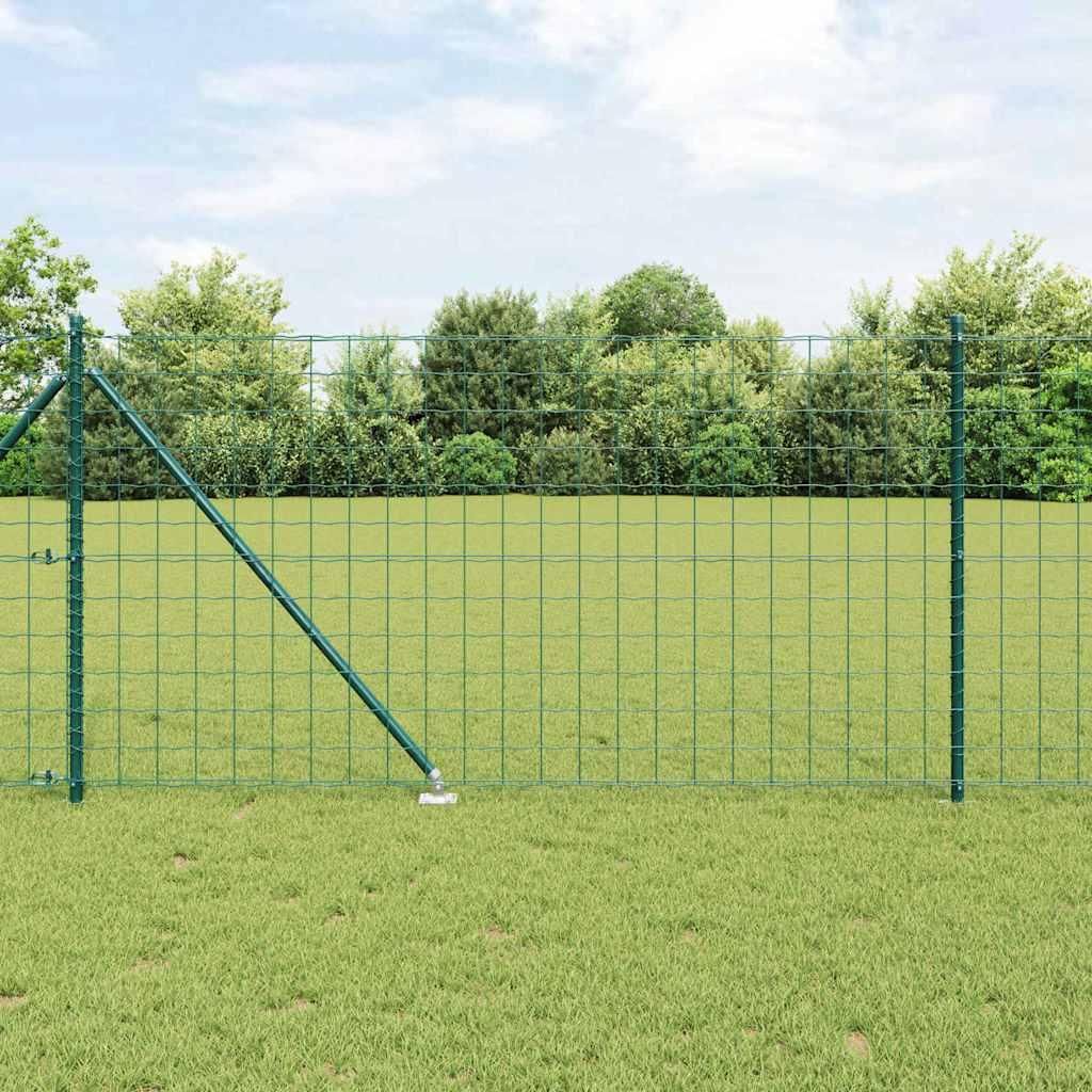 Maison Exclusive - Zaun mit Pfosten Grün 1 x 25 m Stahl
