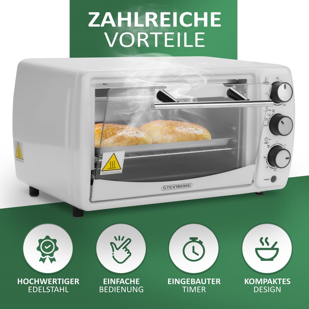 Steinborg Mini Backofen 13 Liter | Pizzaofen | 60°-250°C | Produktbild 5