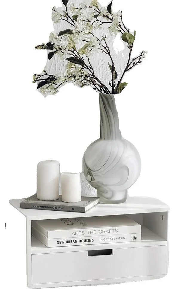 Table de chevet minimaliste blanche - Structure robuste gain de place