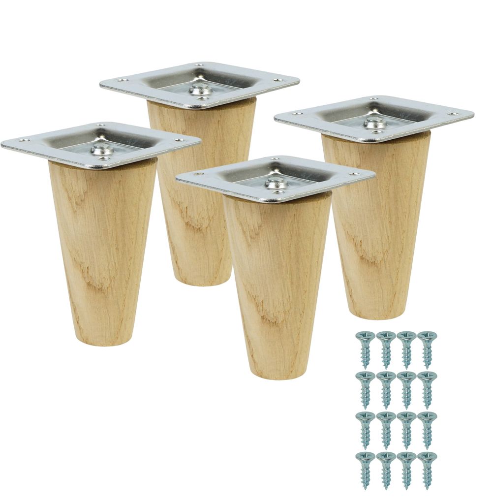 Möbelbeine aus massiver, unbehandelter Eiche, gerade Form, Produktbild 
