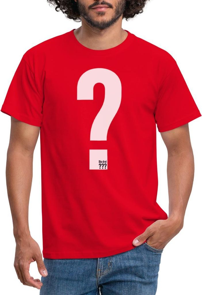 Spreadshirt Die Drei Fragezeichen Kostüm Justus Fasching Karneval Outfit Männer T-Shirt, M, Rot