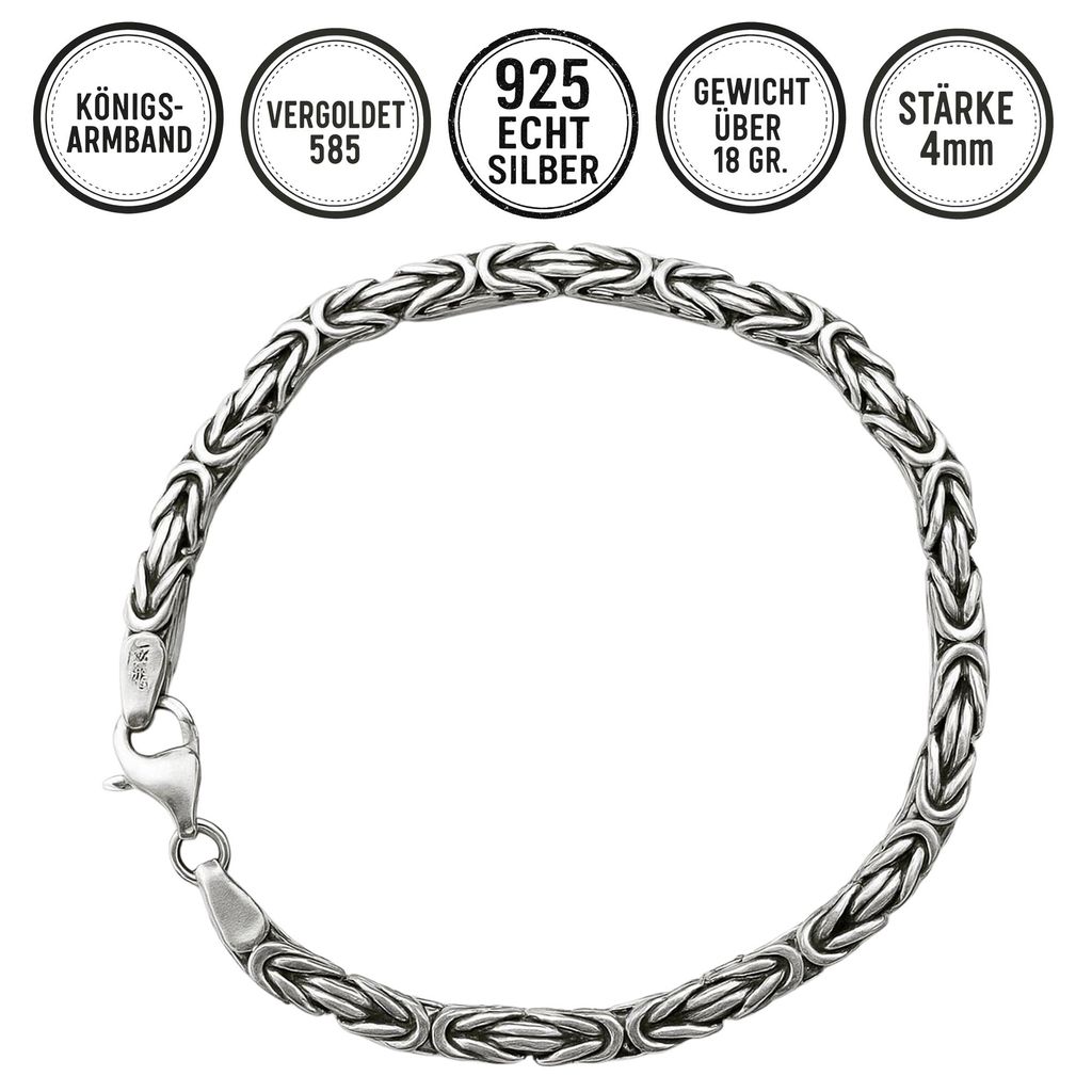 Königsarmband 925 Silber Königskette 21 mm 4mm stark Produktbild 