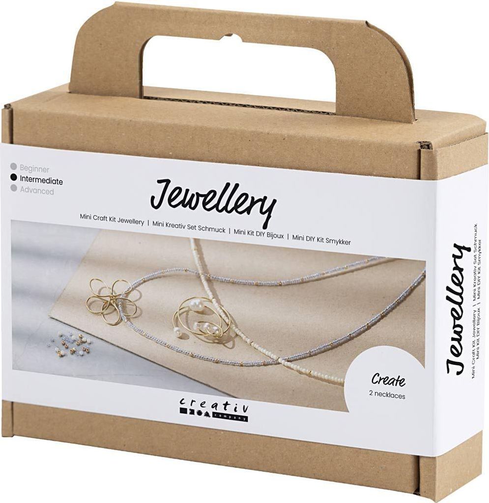 Bastelset Halsketten mit Perlen und goldenem Drahtanhänger, Produktbild 
