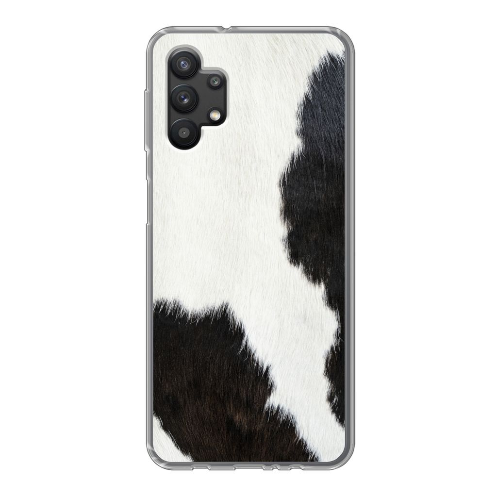 MuchoWow Handyhülle Schutzhülle Hülle für Samsung Galaxy A32 5G Tiermuster - Kühe - Pelz Silikon Softcase Handy Hülle - Softcase