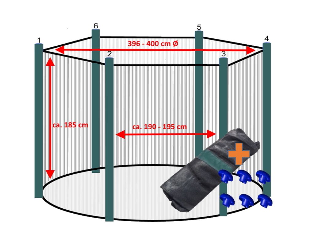 walexo Trampolin Sicherheitsnetz für 6 Stangensystem ( 396 Produktbild 