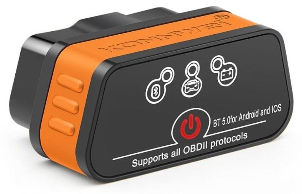 Selbstdiagnose OBD2 KONNWEI KW901, Bluetooth 5.0, Ein-Aus-Taste, kompatibel mit Android iOS, ELM 327 OBDII, Schwarz/Orange