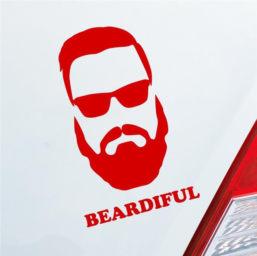 Auto Aufkleber Beardiful Beard Bart Schön Cool Sexy Car 10x16 cm Rot Sticker Heckscheibenaufkleber