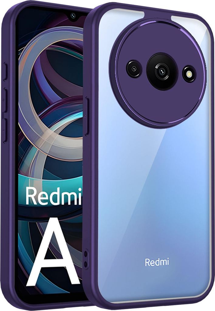 Hülle für Xiaomi Redmi A3/Redmi A3x/Poco C61 Transparente Rückseite TPU Bumper Stoßfest Handyhülle Lila