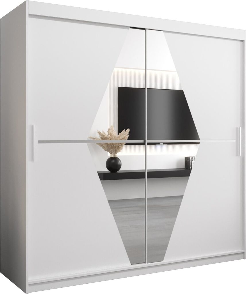 Kleiderschrank, Schiebetürenschrank Schlafzimmer, Schrank mit Spiegel BOLIWIA 200 cm