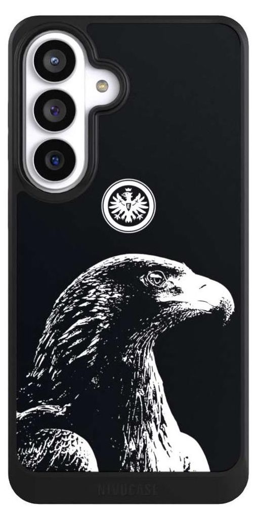 NIVOCASE Hülle für Samsung Galaxy S26+ Handyhülle NIVOcore Case Schwarz Eintracht Frankfurt Offizielles Lizenzprodukt Attila