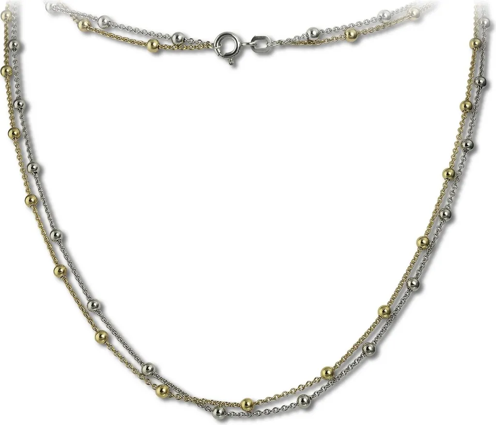 Collier Argent 925 Véritable Doré 45cm Boules SilberDream SDK22345T