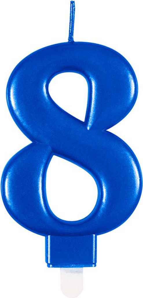 Blaue Kerzenzahl Nummer 8 Produktbild 