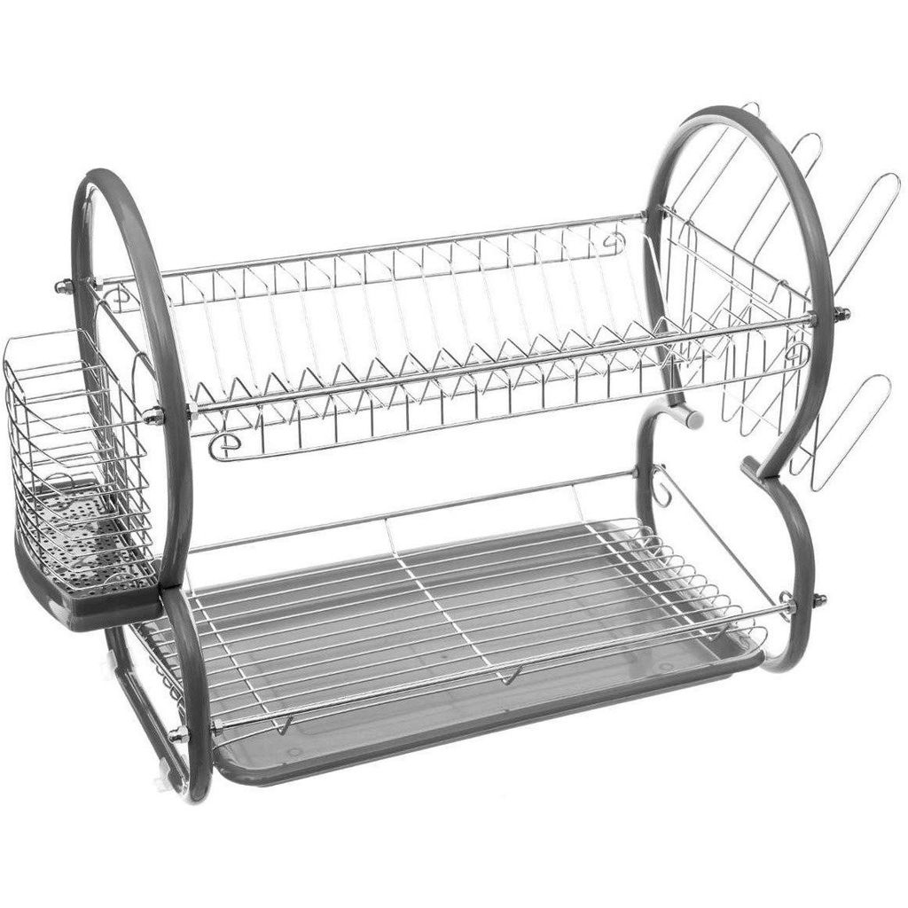 Egouttoir métallique 2 niveaux avec plaque grise - 5 five Image du produit 