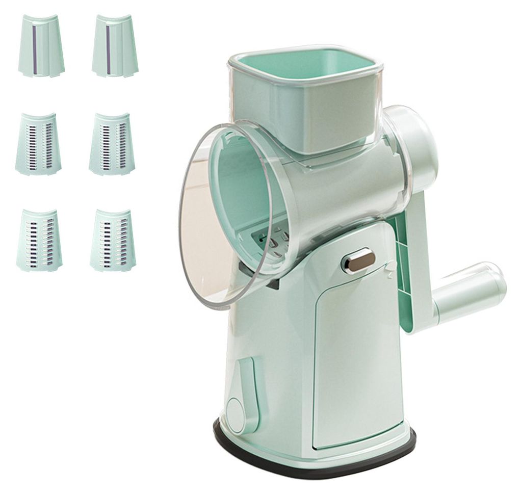 5-in-1-Käsereibe und Gemüseschneider mit Saugfuß, Edelstahlklingen und Handkurbel – unverzichtbarer Küchenhelfer für effiziente Lebensmittel...