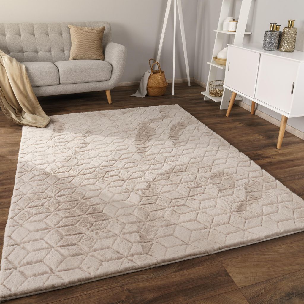 Teppich Bubble Wohnzimmer Schlafzimmer Hochflor Fell Geometrisches Design 3D Grösse 120x160 cm