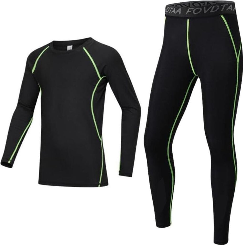 ASKSA Thermounterwaesche Set fuer Kinder Funktionsunterwaesche Jungen Atmungsaktiv Skiunterwaesche Sport Schnell Trockend Kinder Fussball Unterwaes...