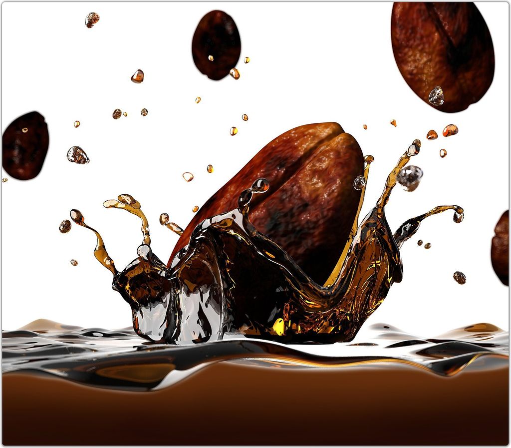 Spritzschutz Herdabdeckplatte Schneidebrett aus Glas Kaffeebohne fallend 1-Teilig (60x52cm)