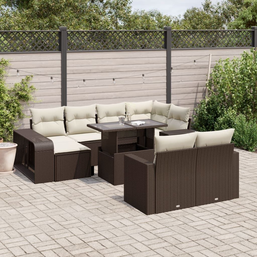 Maison Exclusive - 11-tlg. Garten-Sofagarnitur mit Kissen Braun Poly Rattan