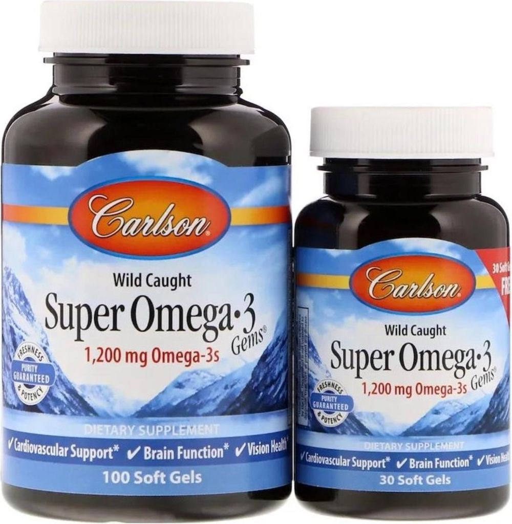 Carlson Labs Super Omega-3 1200 mg 100 + 30 softgels 6326 Image du produit 